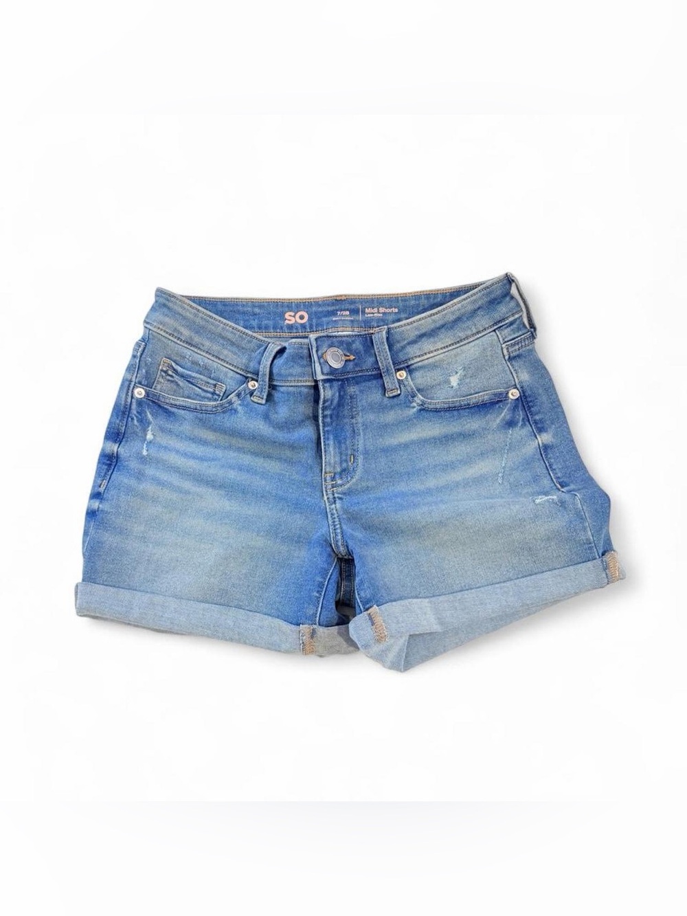 SO Denim Low-Rise Cuffed Women's Midi Shorts - Light Blue